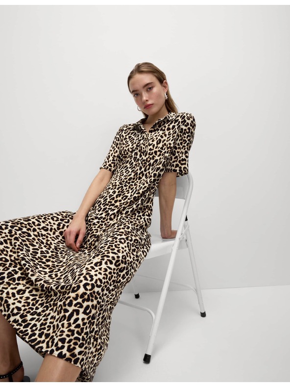 Marks & Spencer Marks & Spencer bézs ingruha midi hosszban, állat mintázattal