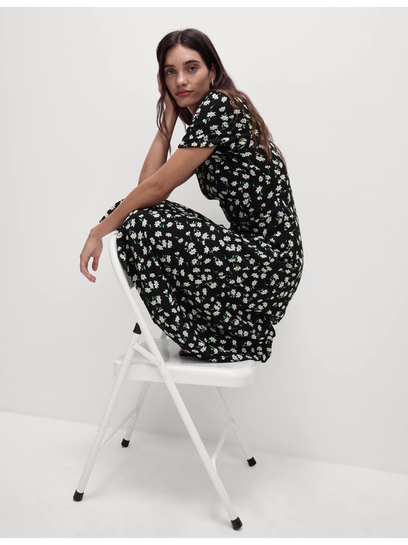 Marks & Spencer Marks & Spencer virágmintás alkalmi midi ruha kerek nyakkivágással és megkötővel