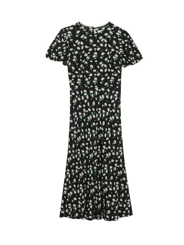 Marks & Spencer Marks & Spencer virágmintás alkalmi midi ruha kerek nyakkivágással és megkötővel