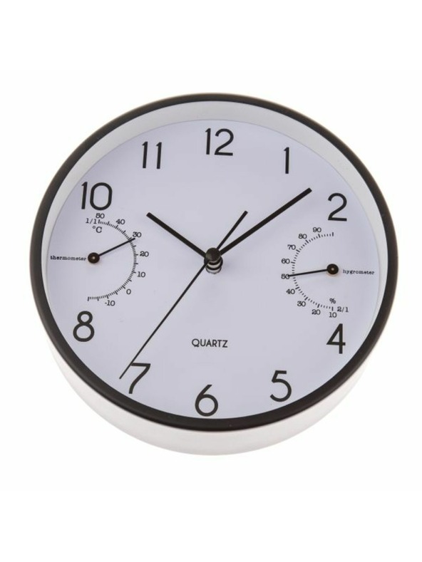 Casa de Engel Fali/asztali óra hőmérővel és páratartalom-mérővel - 15cm (alumínium), 1/40