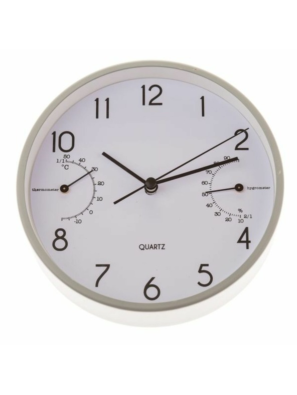 Casa de Engel Fali/asztali óra hőmérővel és páratartalom-mérővel - 15cm (alumínium), 1/40