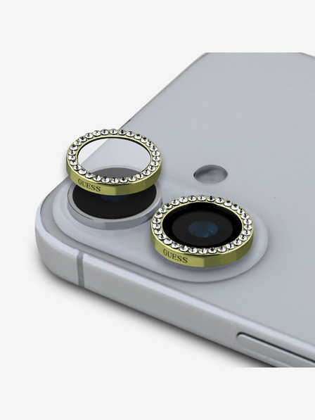 Guess Guess Fixed Glitter Lencse védő iPhone 16/16 Plus Gold