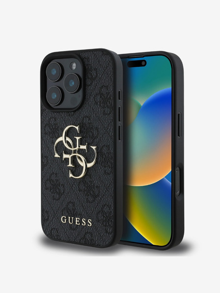 Guess Guess PU 4G Fém Logo Hátlap iPhone 16 Pro Max Grey