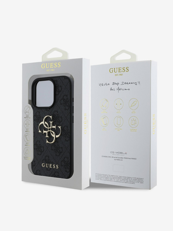 Guess Guess PU 4G Fém Logo Hátlap iPhone 16 Pro Max Grey