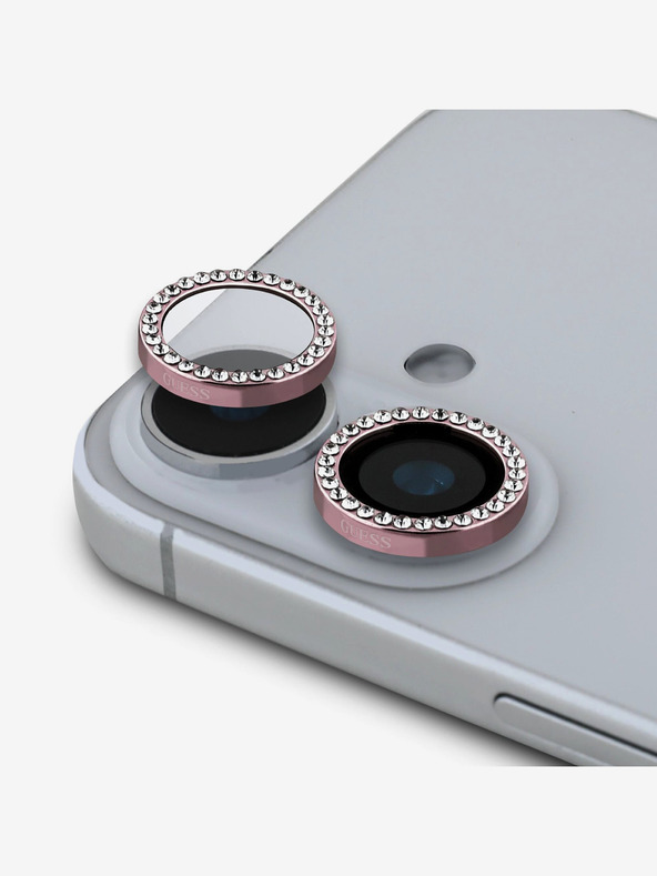 Guess Guess Fixed Glitter Lencse védő iPhone 16/16 Plus Pink