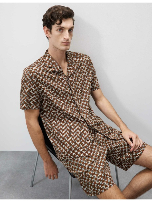 Marks & Spencer Geometrikus mintás pizsama felső Marks & Spencer barna