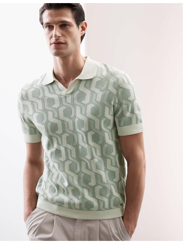 Marks & Spencer Kötött pamut galléros póló Marks & Spencer zöld