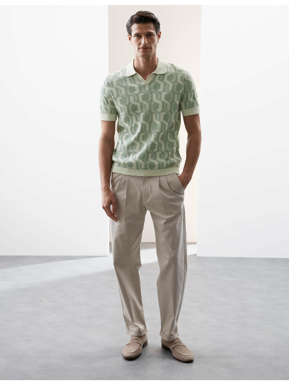 Marks & Spencer Kötött pamut galléros póló Marks & Spencer zöld