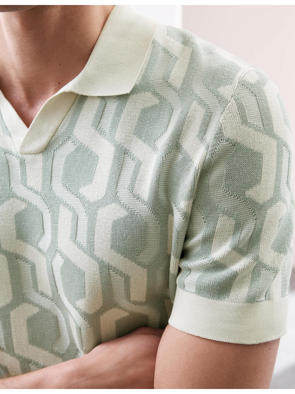 Marks & Spencer Kötött pamut galléros póló Marks & Spencer zöld