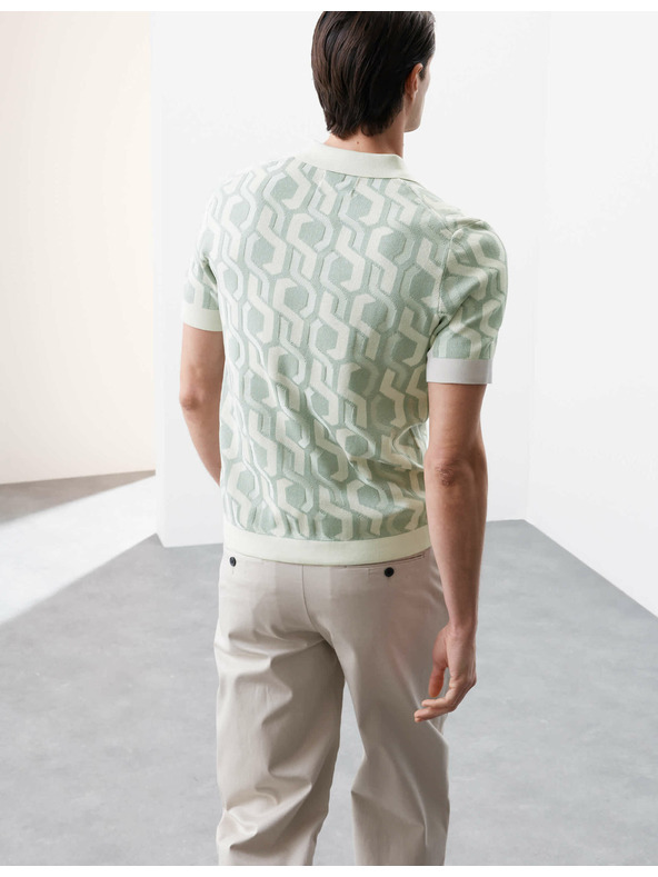 Marks & Spencer Kötött pamut galléros póló Marks & Spencer zöld