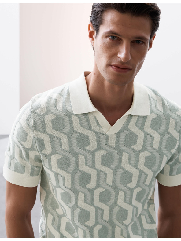 Marks & Spencer Kötött pamut galléros póló Marks & Spencer zöld