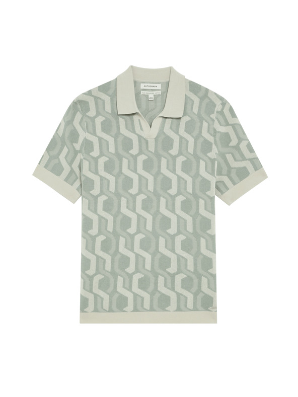 Marks & Spencer Kötött pamut galléros póló Marks & Spencer zöld