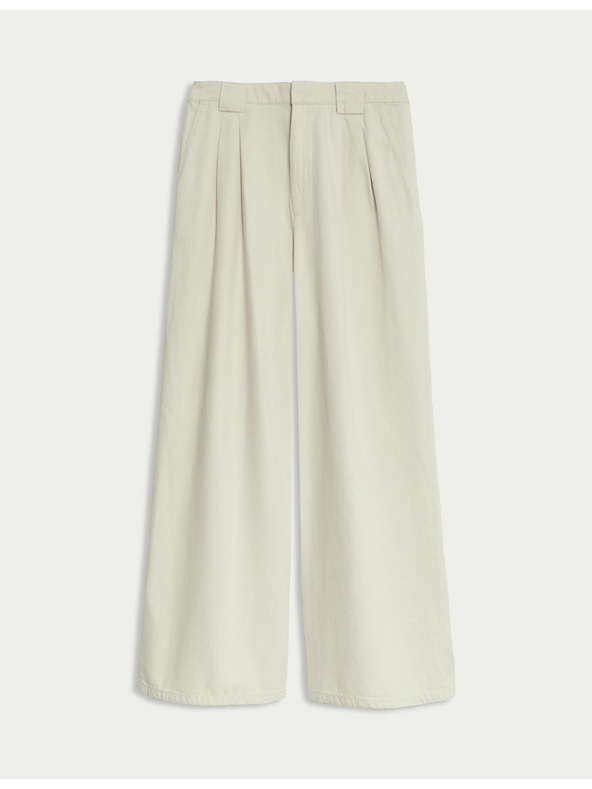 Marks & Spencer Széles szárú, magas derekú farmer Marks & Spencer krém