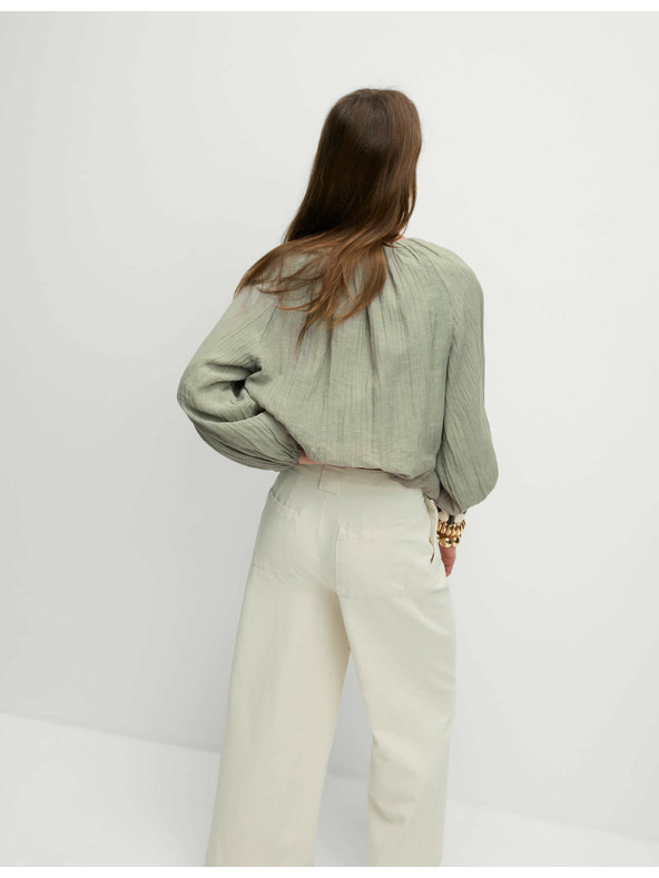 Marks & Spencer Széles szárú, magas derekú farmer Marks & Spencer krém