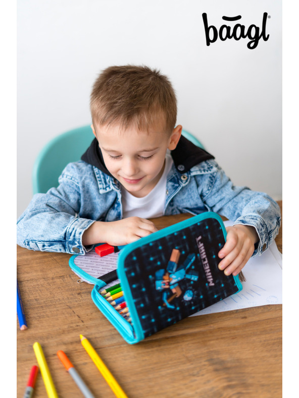 BAAGL  Minecraft Blue Axe Baagl egyszintes iskolai tolltartó, kék