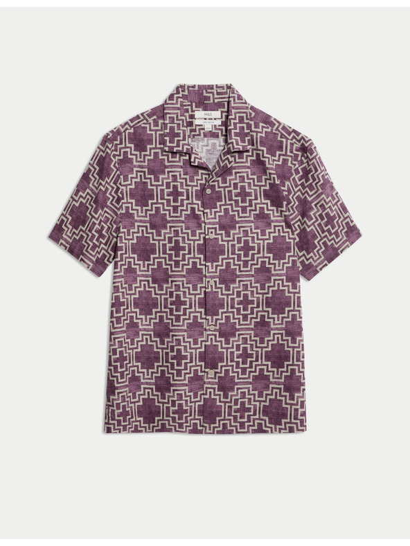 Marks & Spencer Rövid ujjú gépi len ing geometriai mintával Marks & Spencer piros