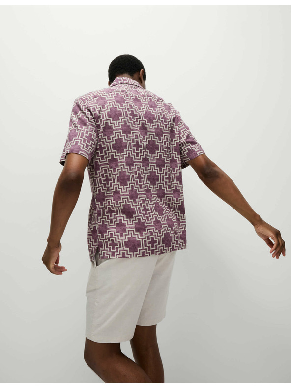 Marks & Spencer Rövid ujjú gépi len ing geometriai mintával Marks & Spencer piros