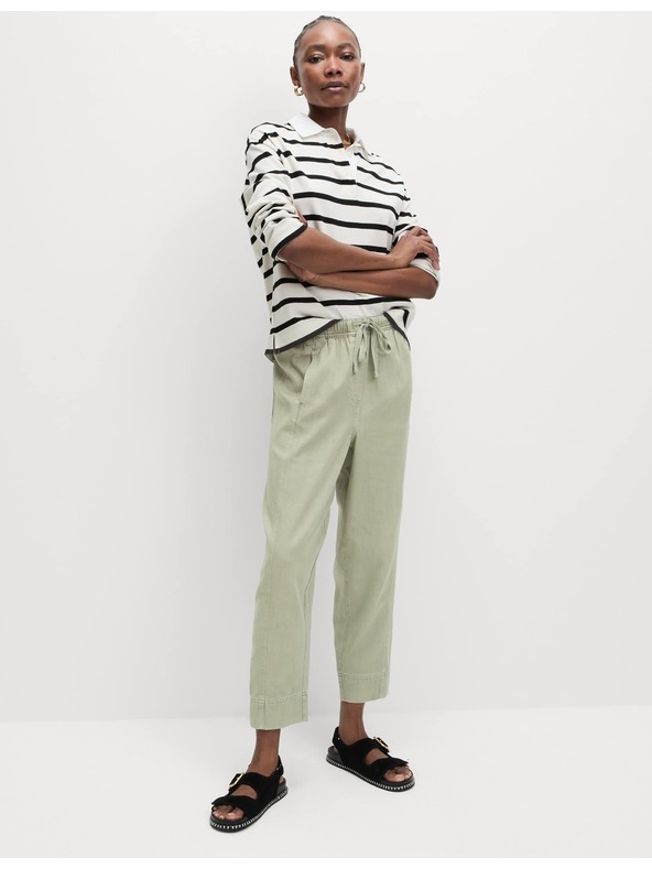 Marks & Spencer Zöld színezett rugalmas szűkített nadrág húzózsinórral Marks & Spencer