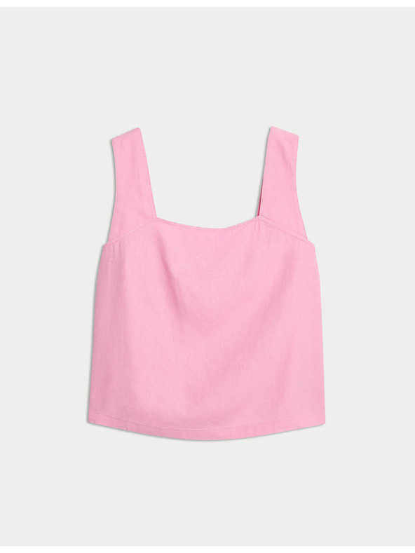 Marks & Spencer Marks & Spencer ujjatlan top szögletes nyakkivágással, magas lentartalommal rózsaszín