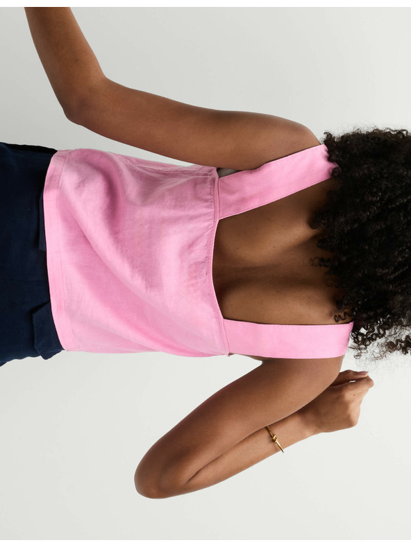 Marks & Spencer Marks & Spencer ujjatlan top szögletes nyakkivágással, magas lentartalommal rózsaszín