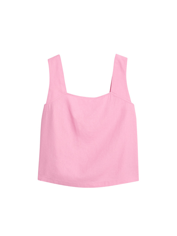 Marks & Spencer Marks & Spencer ujjatlan top szögletes nyakkivágással, magas lentartalommal rózsaszín