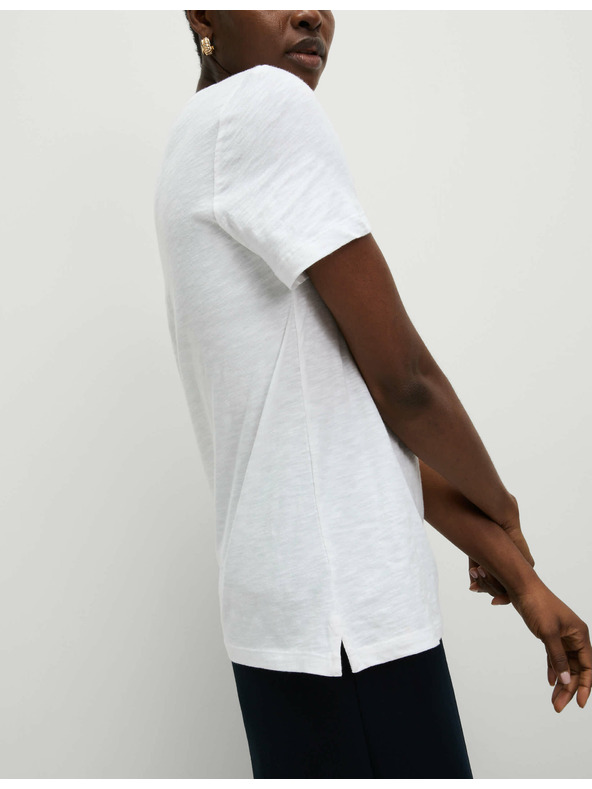 Marks & Spencer Marks & Spencer V-nyakú póló 100% pamutból fehér