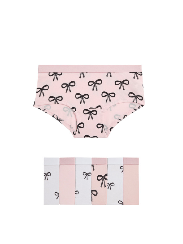 Marks & Spencer Marks & Spencer pamut rugalmas rövidnadrág masnis díszítéssel, 7 db-os csomag (5-16 éves korig), rózsaszín