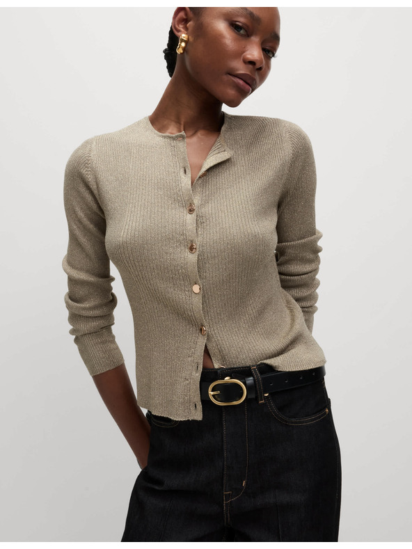 Marks & Spencer Fém hatású keskeny szabású, nyakig érő kardigan Marks & Spencer barna