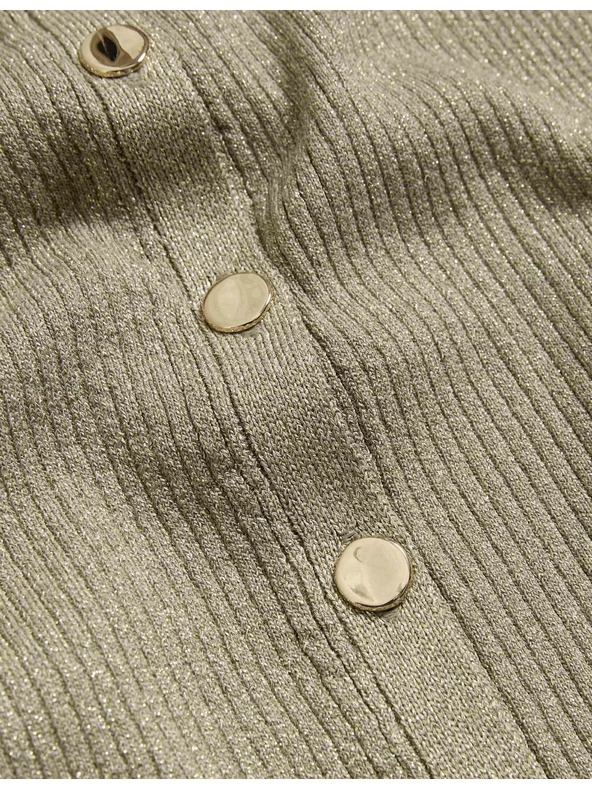 Marks & Spencer Fém hatású keskeny szabású, nyakig érő kardigan Marks & Spencer barna