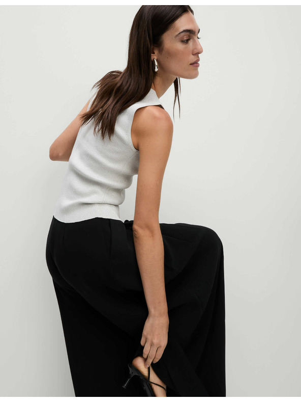 Marks & Spencer Marks & Spencer ezüst rövid bordázott mellény felső magas nyakú kivágással