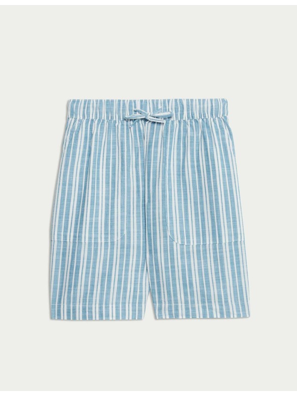 Marks & Spencer Marks & Spencer kék magas derekú pamut rövidnadrág mintázattal