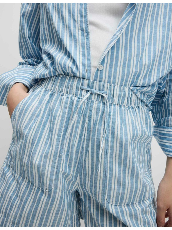 Marks & Spencer Marks & Spencer kék magas derekú pamut rövidnadrág mintázattal