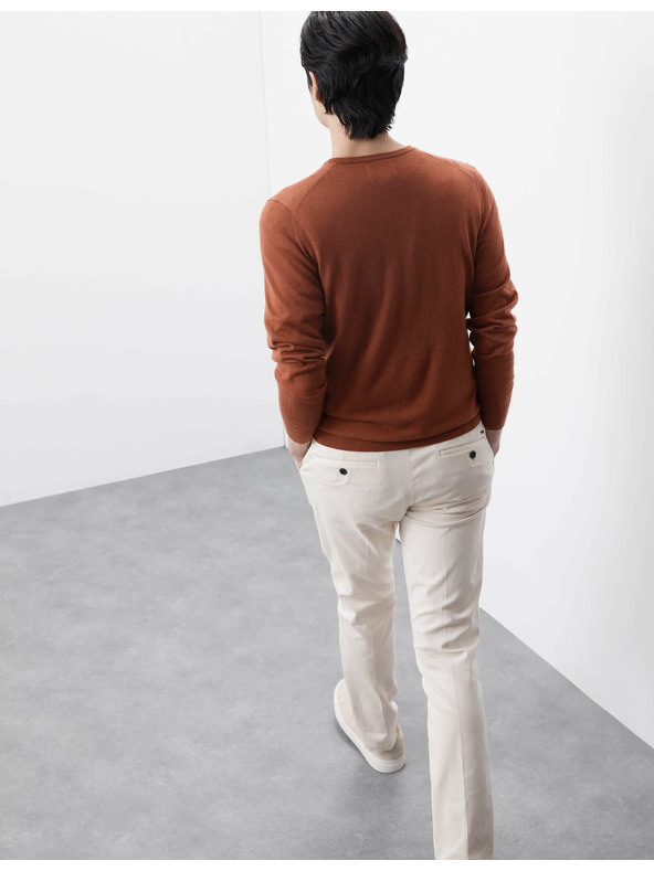 Marks & Spencer Nyakbahúzós pulóver extra finom merinói gyapjúból, barna Marks & Spencer