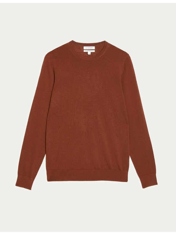 Marks & Spencer Nyakbahúzós pulóver extra finom merinói gyapjúból, barna Marks & Spencer