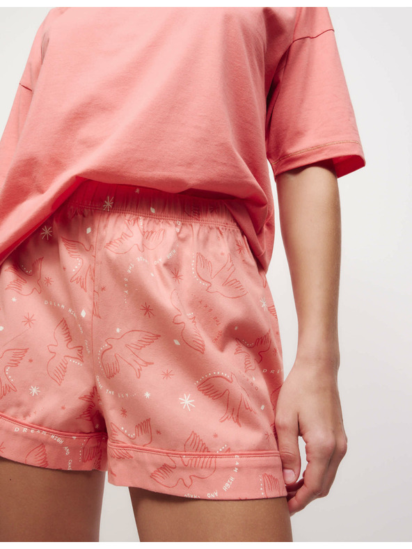 Marks & Spencer Rövid szett magas pamuttartalommal és nyomott mintával, narancssárga Marks & Spencer