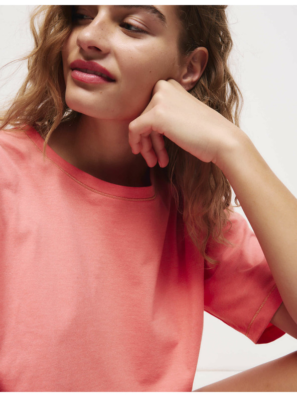 Marks & Spencer Rövid szett magas pamuttartalommal és nyomott mintával, narancssárga Marks & Spencer