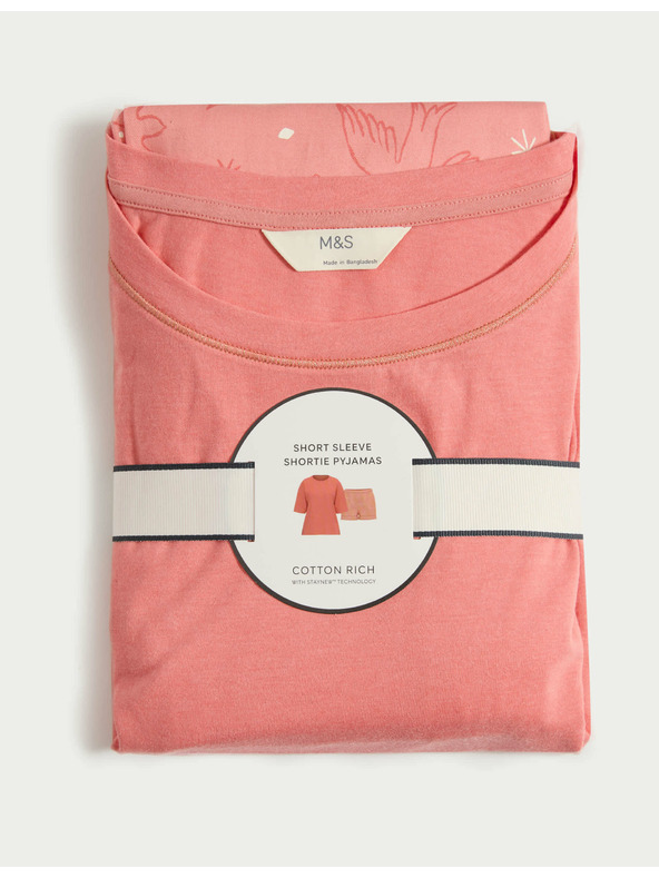 Marks & Spencer Rövid szett magas pamuttartalommal és nyomott mintával, narancssárga Marks & Spencer