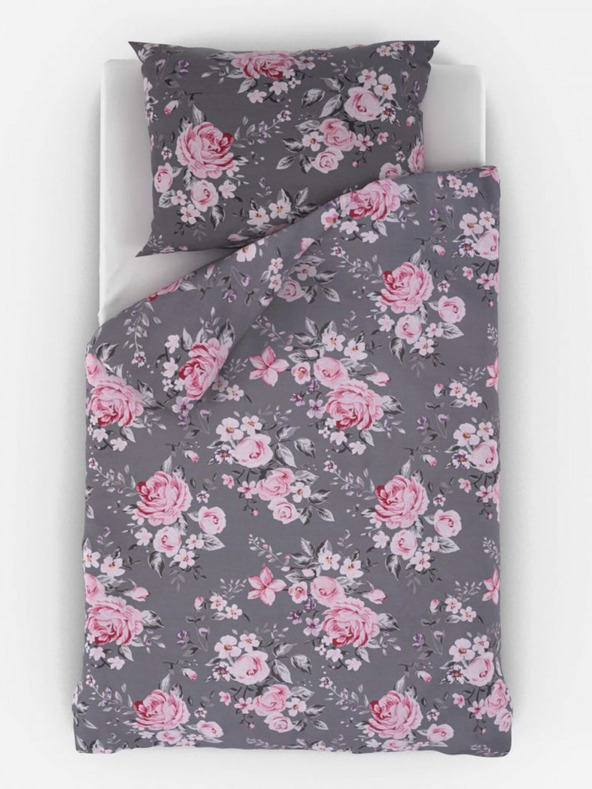Kvalitex Hosszabbított pamut ágynemű Provence Collection 140x220, 70x90cm Beatrice szürke Kvalitex