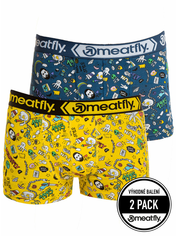 Meatfly Meatfly férfi boxeralsó Balboa Boxershorts Dupla csomag Jamm | Sárga | Méret