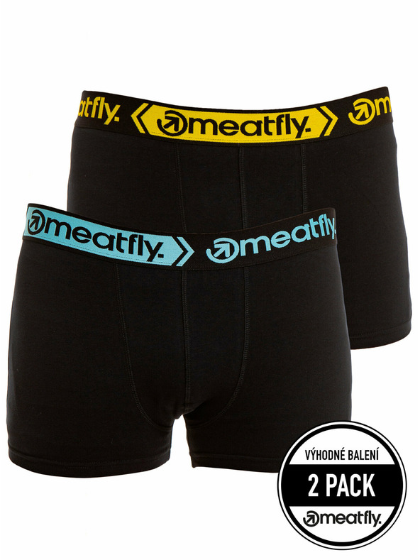Meatfly Meatfly férfi boxeralsó Balboa Boxershorts Dupla csomag Fekete | Fekete | Méret