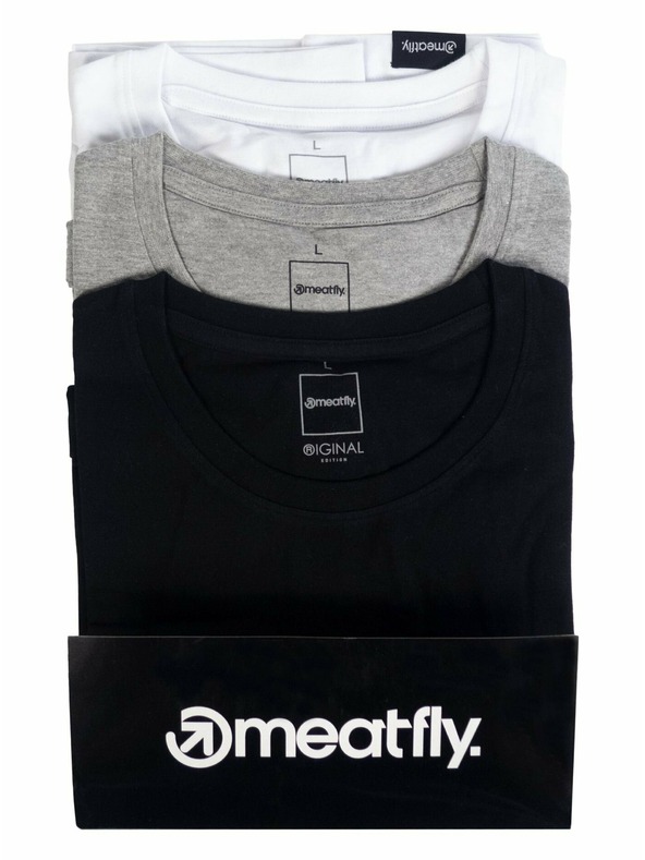 Meatfly Meatfly férfi póló csomag MF Logo Multipack Black/Grey Heather/White | Fekete | Méret