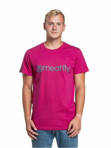 Meatfly Meatfly férfi póló Striped Logo Magenta | Rózsaszín | Méret S | 100% pamut