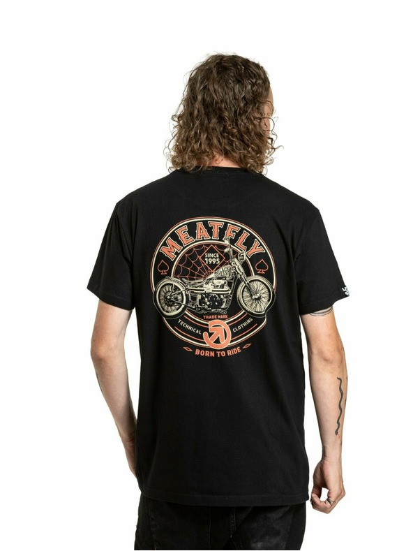 Meatfly Meatfly férfi póló Born To Ride Black | Fekete | Méret