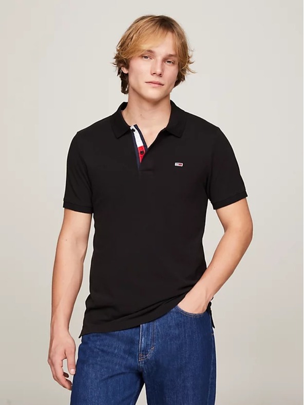 Tommy Jeans Tommy Jeans férfi fekete slim fit polo Pure Organic Polo BDS Fekete