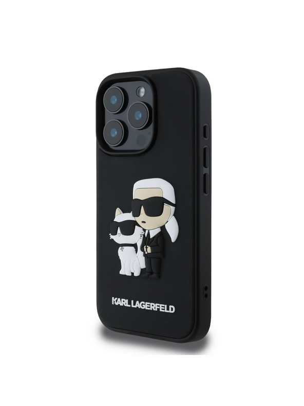 Karl Lagerfeld Karl Lagerfeld 3D Gumi Karl and Choupette Hátlap iPhone 16 Pro Max Black