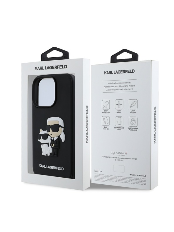 Karl Lagerfeld Karl Lagerfeld 3D Gumi Karl and Choupette Hátlap iPhone 16 Pro Max Black