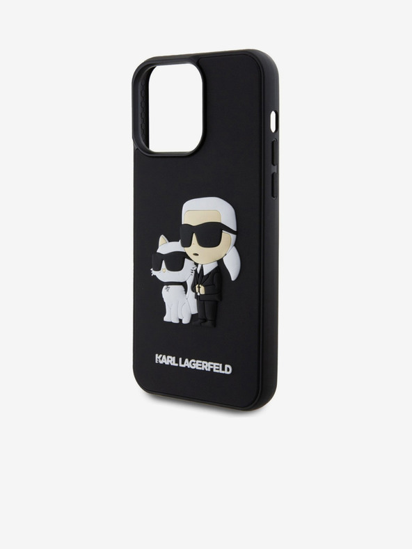 Karl Lagerfeld Karl Lagerfeld 3D Gumi Karl and Choupette Hátlap iPhone 14 Pro Max Black