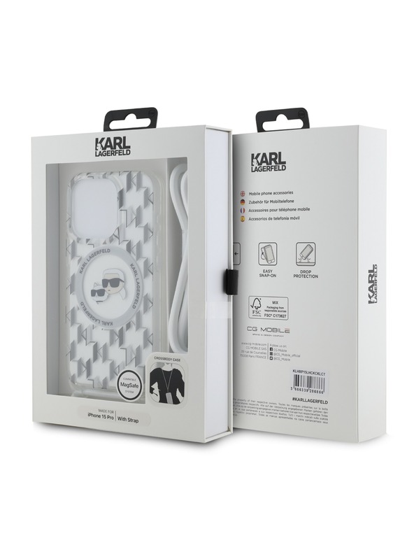 Karl Lagerfeld Karl Lagerfeld IML Monogram Crossbody K&CH Fejek MagSafe Hátlap iPhone 15 Pro Max Áttetsző