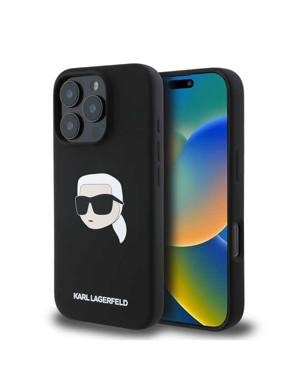 Karl Lagerfeld Karl Lagerfeld Liquid Silicone Karl Fej MagSafe Hátlap iPhone 16 Pro Black