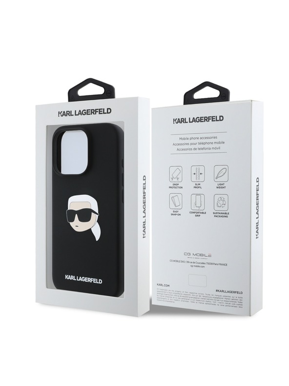 Karl Lagerfeld Karl Lagerfeld Liquid Silicone Karl Fej MagSafe Hátlap iPhone 16 Pro Black